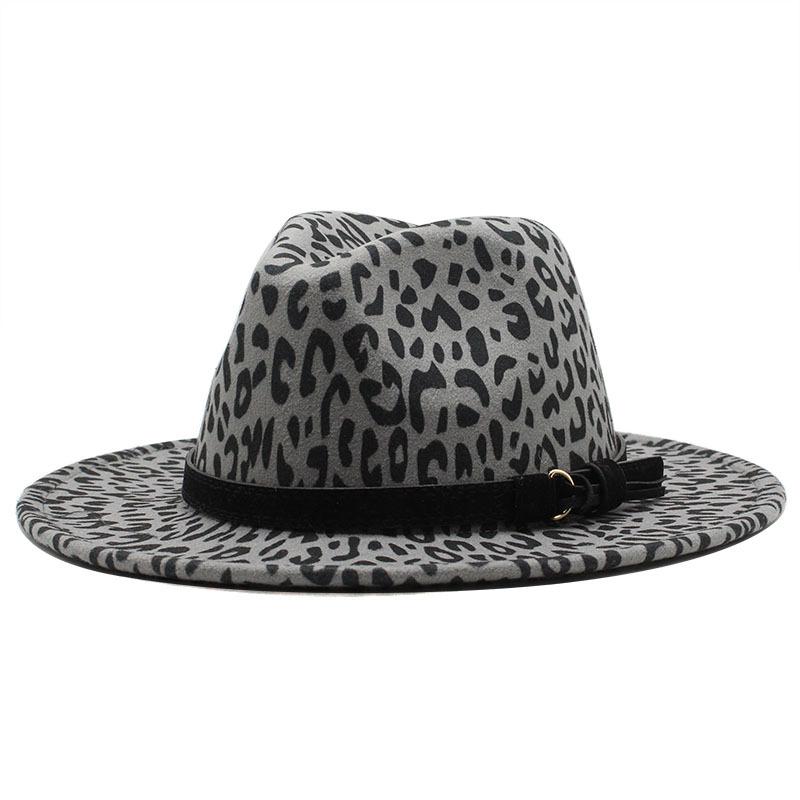

Leopard Print Woolen Top Hat Couple Jazz Hat One size темно-сірий