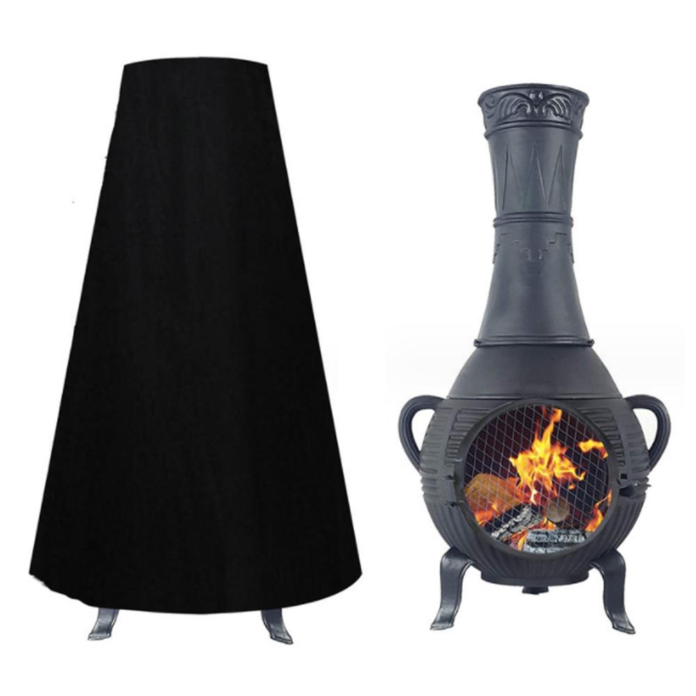Windproof Oxford Cloth Fire Pit Cover Black Waterproof Grill Cover Grid Protective Cover Outdoor nero