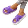 Fashion Cross Strap Fluffy Slippers Women 2024 Winter Warm Fur Home Slippers Woman Comfortable Soft Sole Non Slip Indoor Shoes