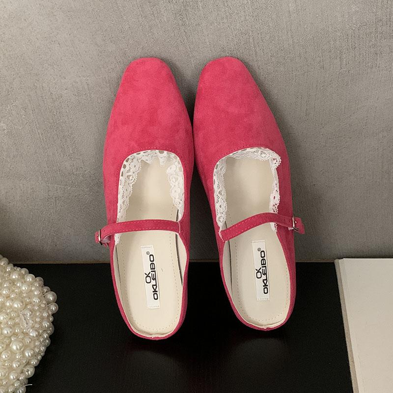 Fashion Shallow Fashion Buckle Ladies Flats Mary Janes Shoes Female Slides Square Toe Footwear Slip On Women Flats With Shoes