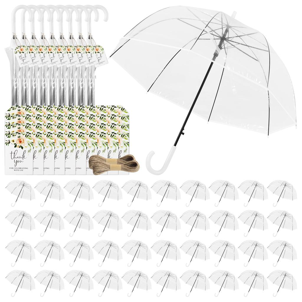 52 Inch Large Dome Rain Windproof Stick Umbrellas Auto Open Clear Dome Umbrella for Wedding Bridal Parties Graduation Outdoor