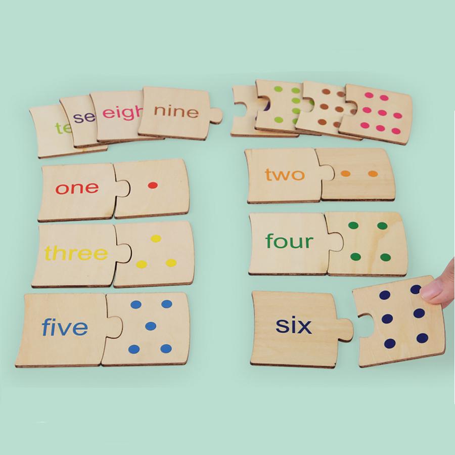 Wooden Number Matching Puzzle Toys Montessori Early Education Digital Pattern Thicken Blocks Game for Baby Festival Gift Toy