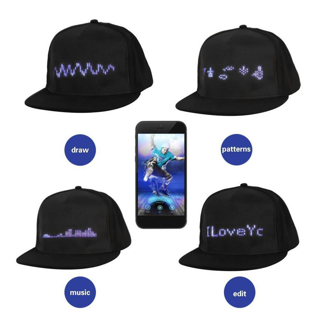 Cotton Plastic Peaked Cap LED Luminescence Editable Cool Hat for Outdoor Party Stage