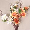 6-Fork Artificial Magnolia Branches Real Touch Handmade Artificial Orchid Flowers Floral Art Fake Flower Outdoor Garden Decor