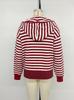 Women's Retro Striped Zipper Hooded Sweater - Autumn/Winter Casual Pullover Jacket