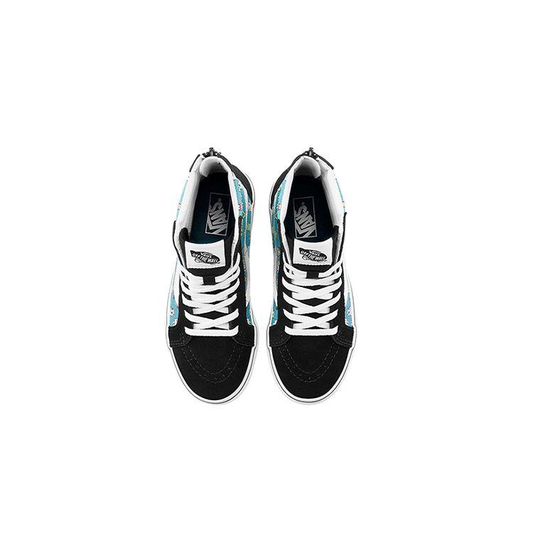 Vans Sk8 High Top Kids Skate Shoes Black Green Print Kids Sneakers VN0A4BUX3V7