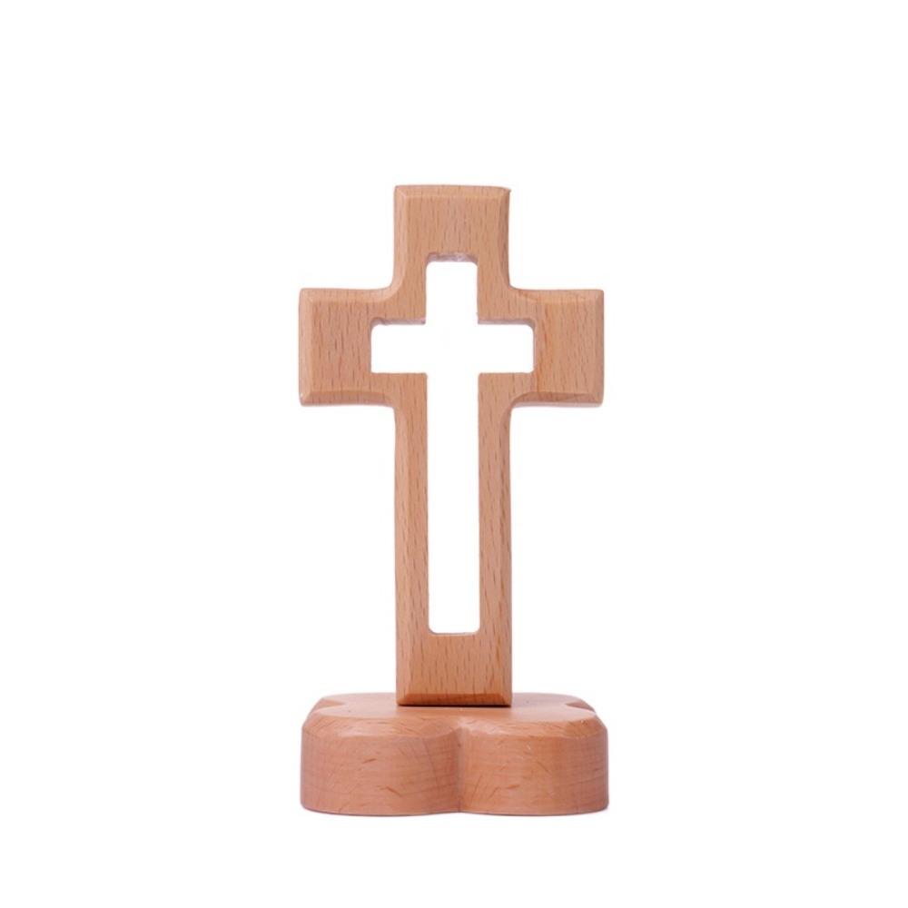 Standing Wooden Crosses Vintage Crucifix Sculpture Art Religious Crosses Ornament  Easters Faith