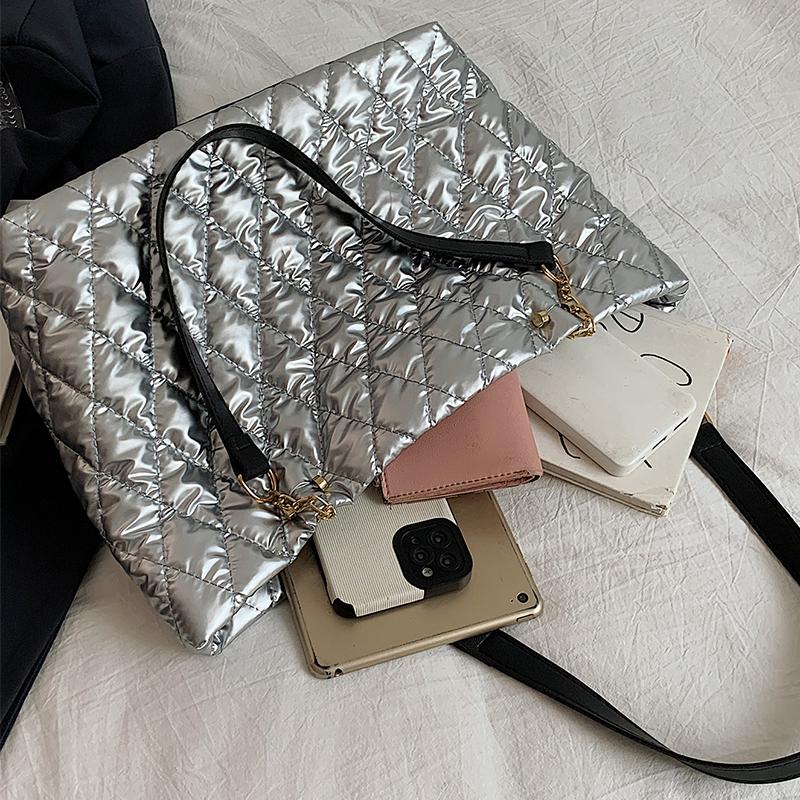 Damen-Tragetasche mit Rautensteppung, große Kapazität, Tragegriff oben, vielseitige, weiche Umhängetasche, lässige, trendige Einkaufstasche für Damen