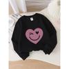 Girls' Crewneck Sweatshirt - Heart Joyful Winking Eye Heart Eye Machine Washable, Spring And Autumn