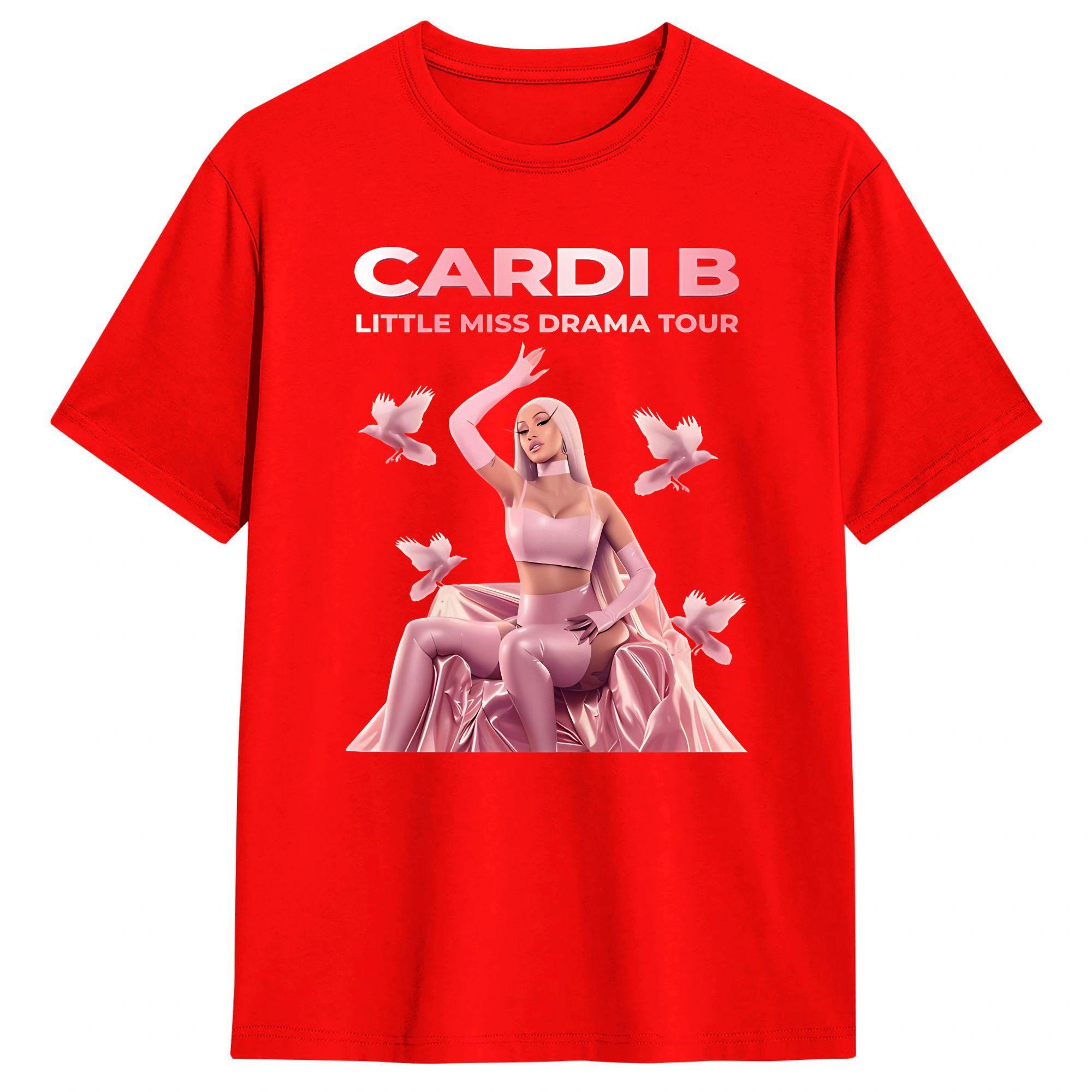 Cardi B Little Miss Drama Tour 2026  T Shirt  Harajuku TShirts Short Sleeve Funny Tops Summer Pure Cotton Plus Size Tees S