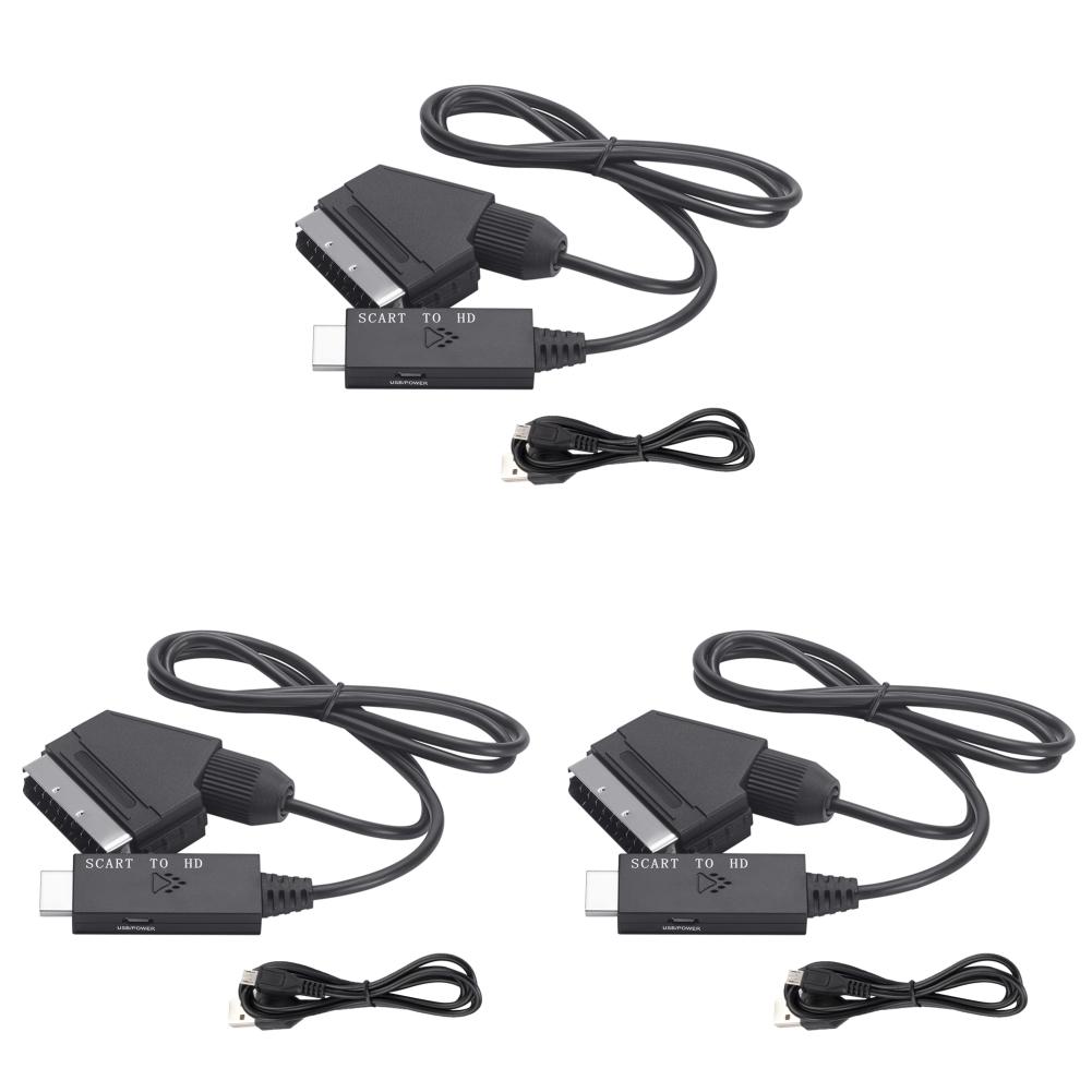 1080P SCART to HDMI-compatible Video Audio Converter Adapter Cable DC 5V Micro USB Cable for HDTV/DVD Set-top Box Accessories
