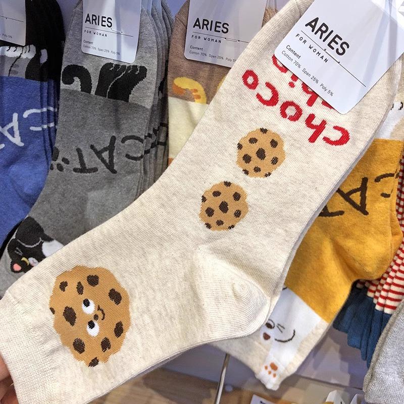 

Spring and Summer Girls Socks, Cute Doughnut Pizza, Cartoon Girl s Socks, Colorful Letter Socks 1 pair бежевий