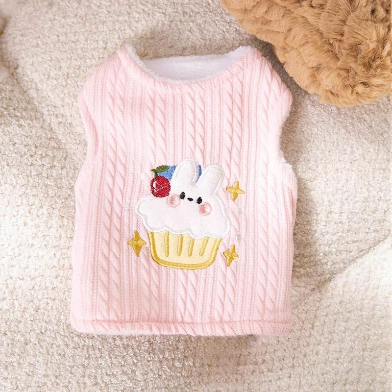 Winter knitted warm double-layer vest autumn and winter thickened vest side open buckle two feet dog pet clothing cat clothes