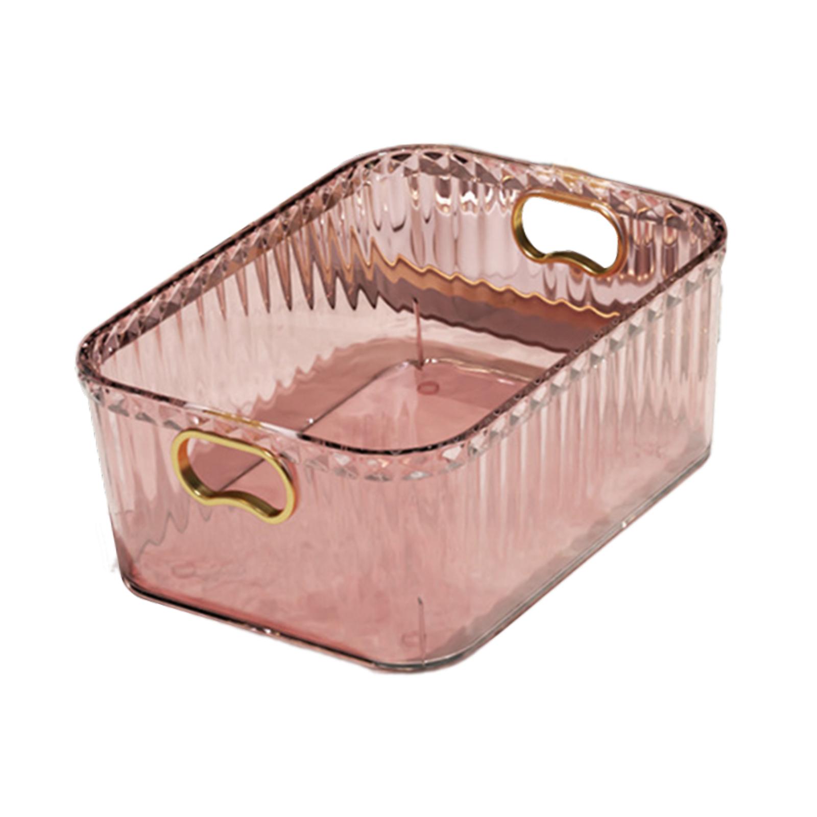 Acrylic Makeup Storage Bin Jewelry Organizer Multipurpose for Sundries Snack Acrylic Makeup Storage Bin Built In Handles розовый