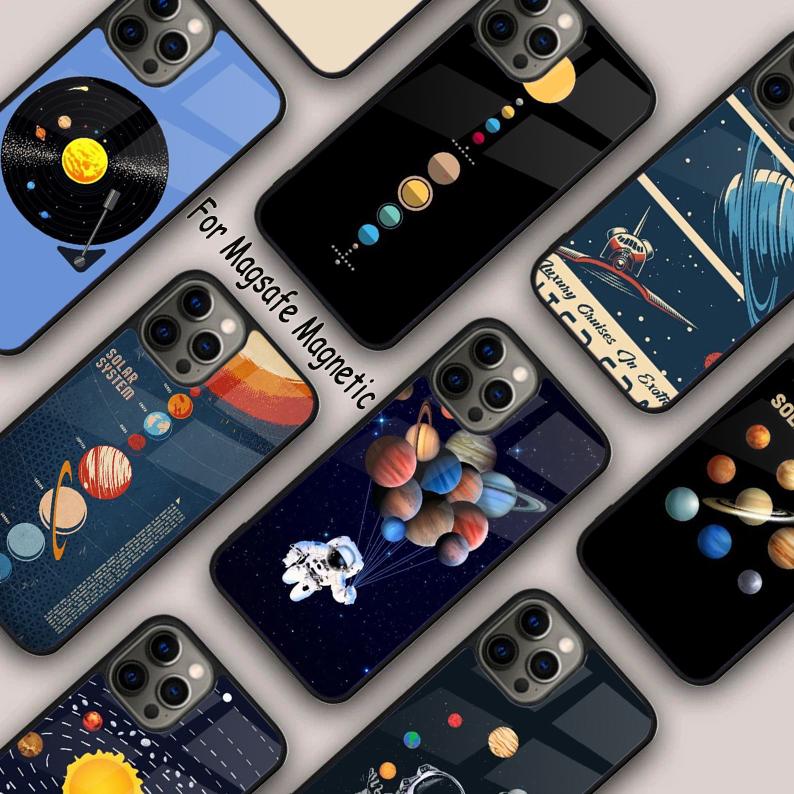 Space Planets Solar System Magnetic Phone Case For APPLE iPhone 17 Air 16 14 13 12 Pro Max 15 Plus Wireless Charge MagSafe Cover
