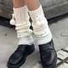 Winter Long Knit Foot Cover Crochet Leg Warmers Leggings Warm Solid Color Braided Striped Knee High Socks for Women