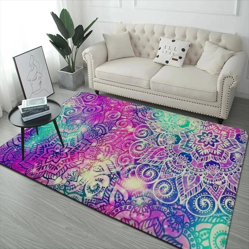 Mandala Flower Pattern Floor Mat Floor Mat INS Style Soft Bedroom Floor House Laundry Room Mat Anti-skid Household Carpets