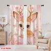 2pcs,2D Plane Printing Curtain Fabric FloralFawnWhimsy 100% Polyester (without Rod) Decorations For Home for Bedroom, Living