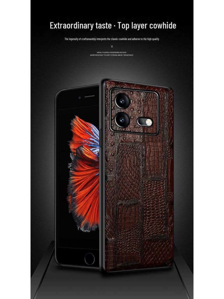 IQOO Neo9 Schutzhülle aus Rindsleder: Hochwertiges All-Inclusive-Etui aus echtem Leder für Neo9pro