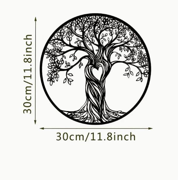 Heart-Shaped Tree of Life Black Metal Wall Decor for Bedroom & Living Room