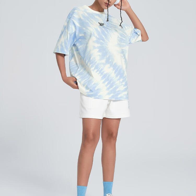 Reebok Color Block Printed Sports Casual Short Sleeve T-Shirt Unisex Tops Light-Blue 24SRM405UGW1