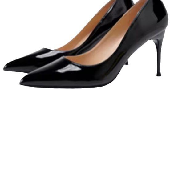High heels women's summer 2025 new pointed toe nude temperament fine heel patent leather black light mouth versatile single shoes women