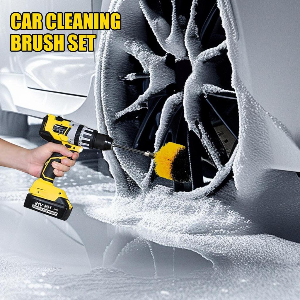 Car Cleaning Brush Kit 30 Pieces Auto Care Polishing Scrub Pads Sponge Drill Brush Attachments Set For Truck Vehicle SUV Sedan