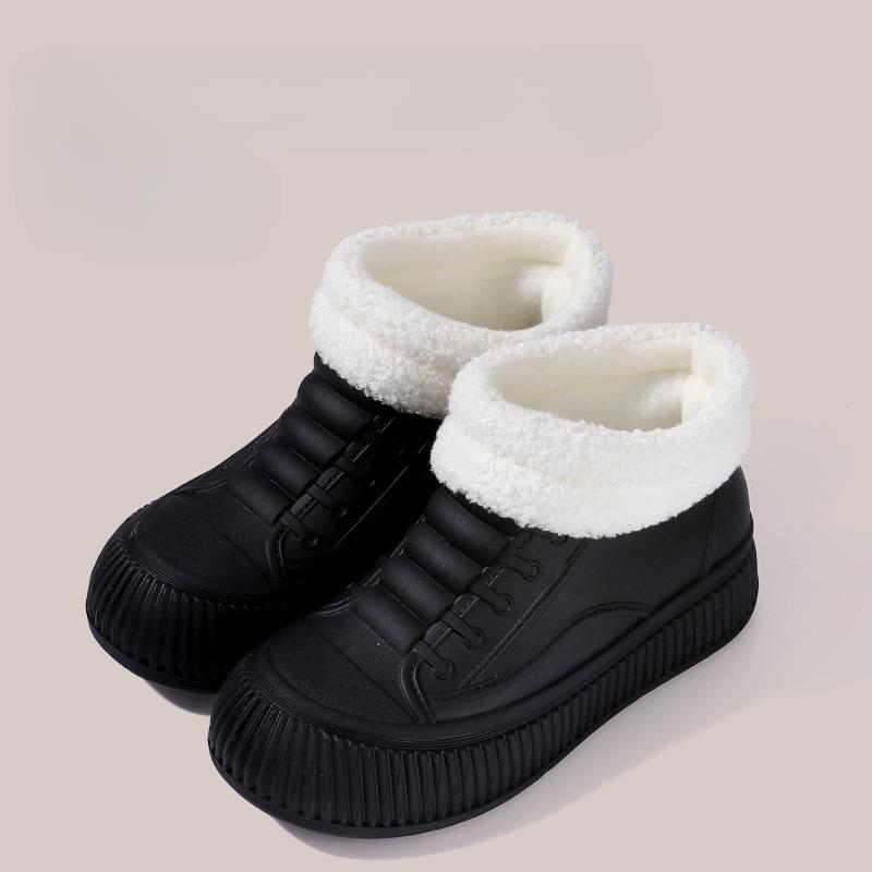 New Women's Fashion Waterproof and Wear-resistant Warm Velvet Short Rain Boots