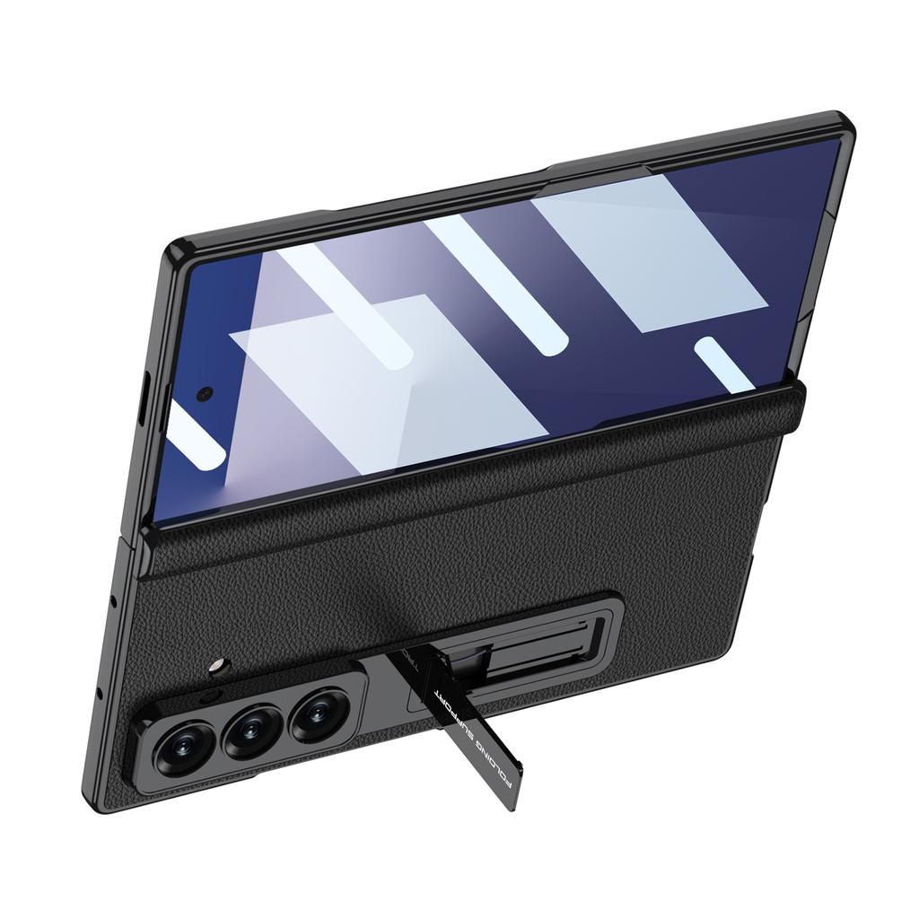 Custodia a Cerniera in Pelle Magnetica Per Samsung Galaxy Z Fold 7 6 Lusso Placcatura Supporto Copertura Vetro Schermo Anteriore Per Custodia Galaxy Z Fold7