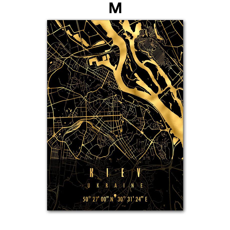 

Рим, Милан, Италия, карта города, золотой, черный, настенное искусство, холст, живопись, постеры и принт, настенные панно для украшения гостиной, бара A4 21X30cm No Framed