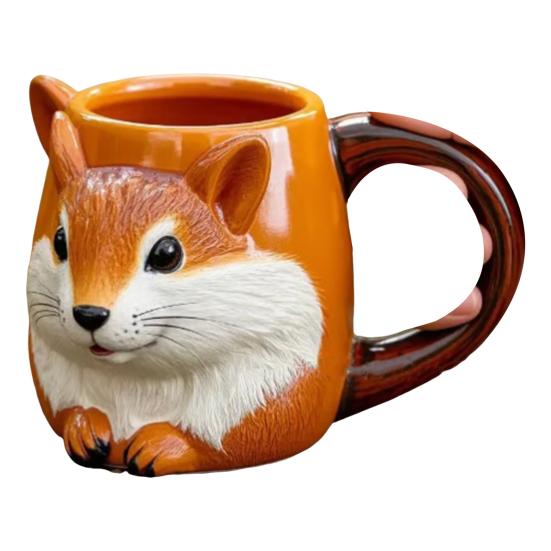 Squirrel Coffee Cup 3D Cute Fox Tea Mug Creative Animal-tema Cup Håndlaget Creative