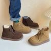Kids Ankle Boots Retro British Style Children Short Boots Side Zip Autumn Boys Girls Leather Boots Versatile Soft Sole
