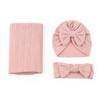 Cross-Border Baby Swaddling Blanket Set Foreign Trade Newborn Solid-Color Polyester-Cotton Swaddle Three-Piece Set 85x90cm