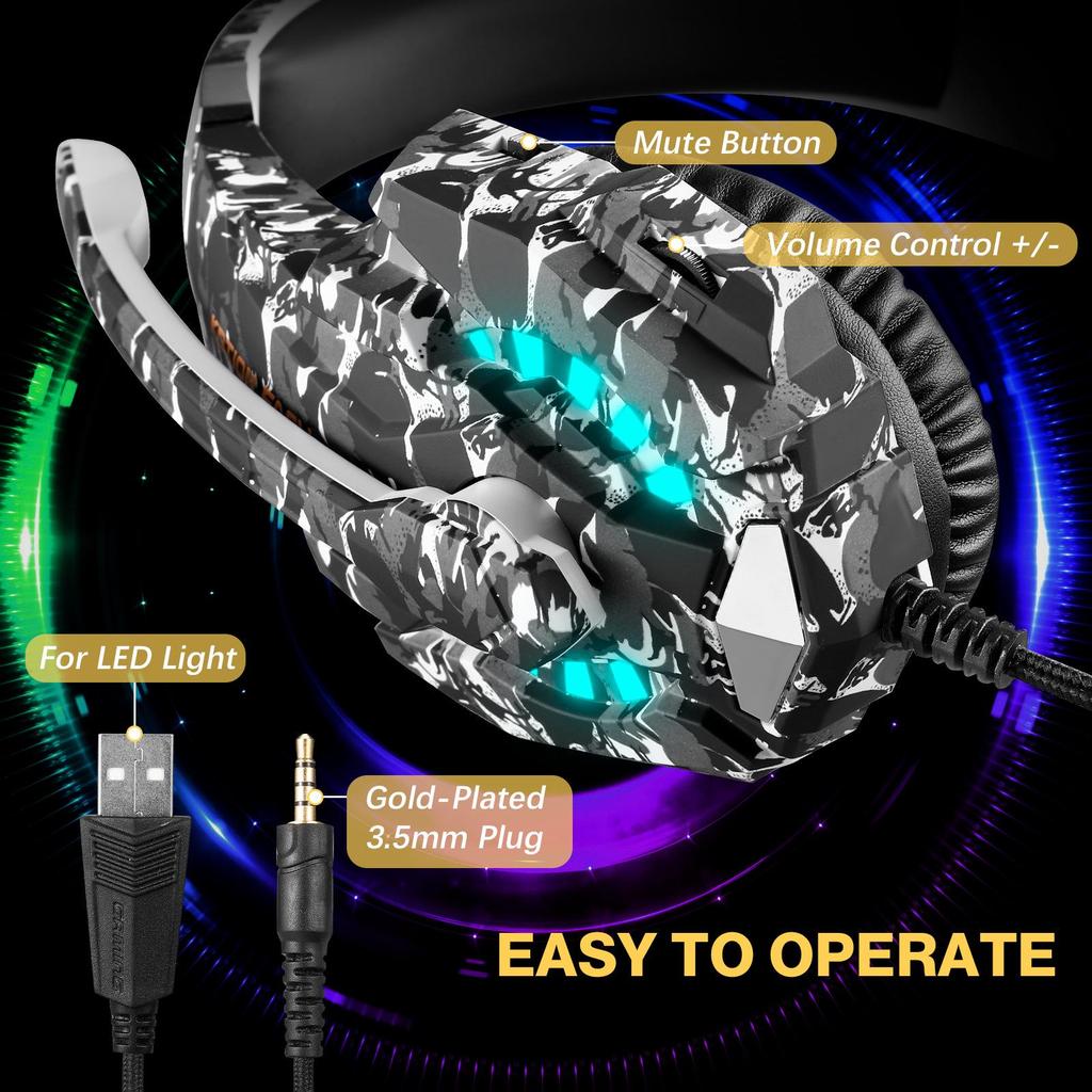 KOTION EACH G9000 Pro Kabelgebundenes Gaming-Headset mit leuchtendem Over-Ear-Design