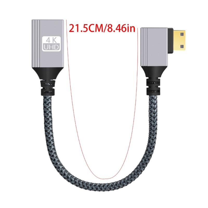 Compactly 90Degree Connectors Mini HDMIs To HDMIs Cord For Cameras Tablets Highly speed Data Transmission Accessories 15cm