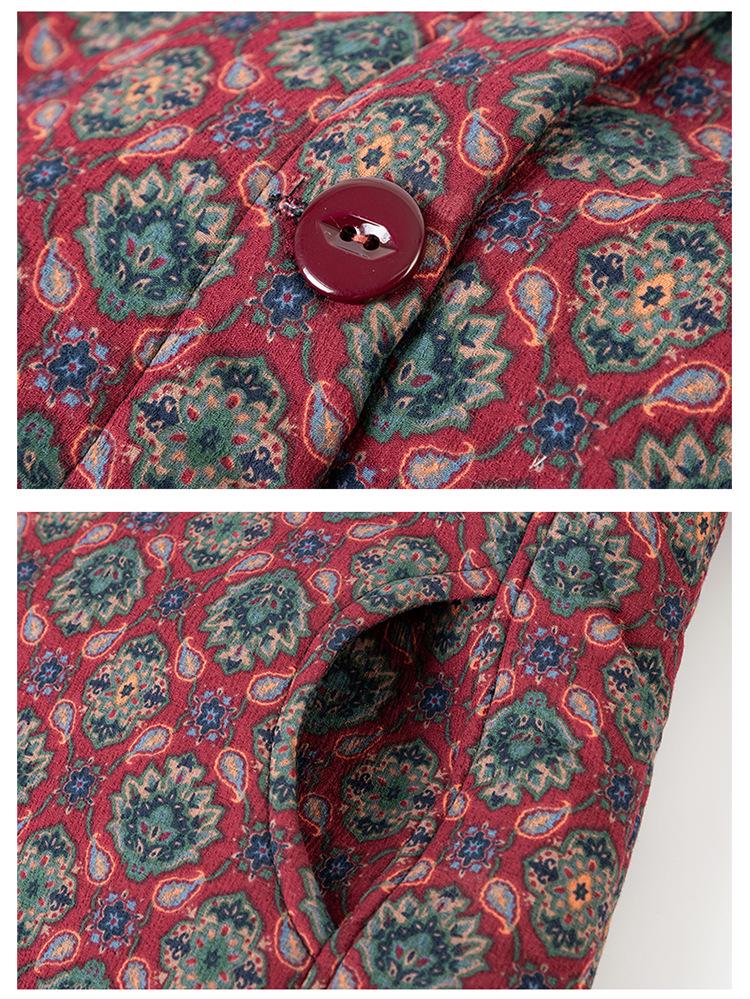 Floral Velvet-Lined Winter Coat for Middle-Aged and Elderly Women