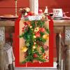 1pc Green Red Christmas Table Runner Colored Ball Pine Printed Dustproof Waterproof Tablecloth for Home Dinning Table Decoration