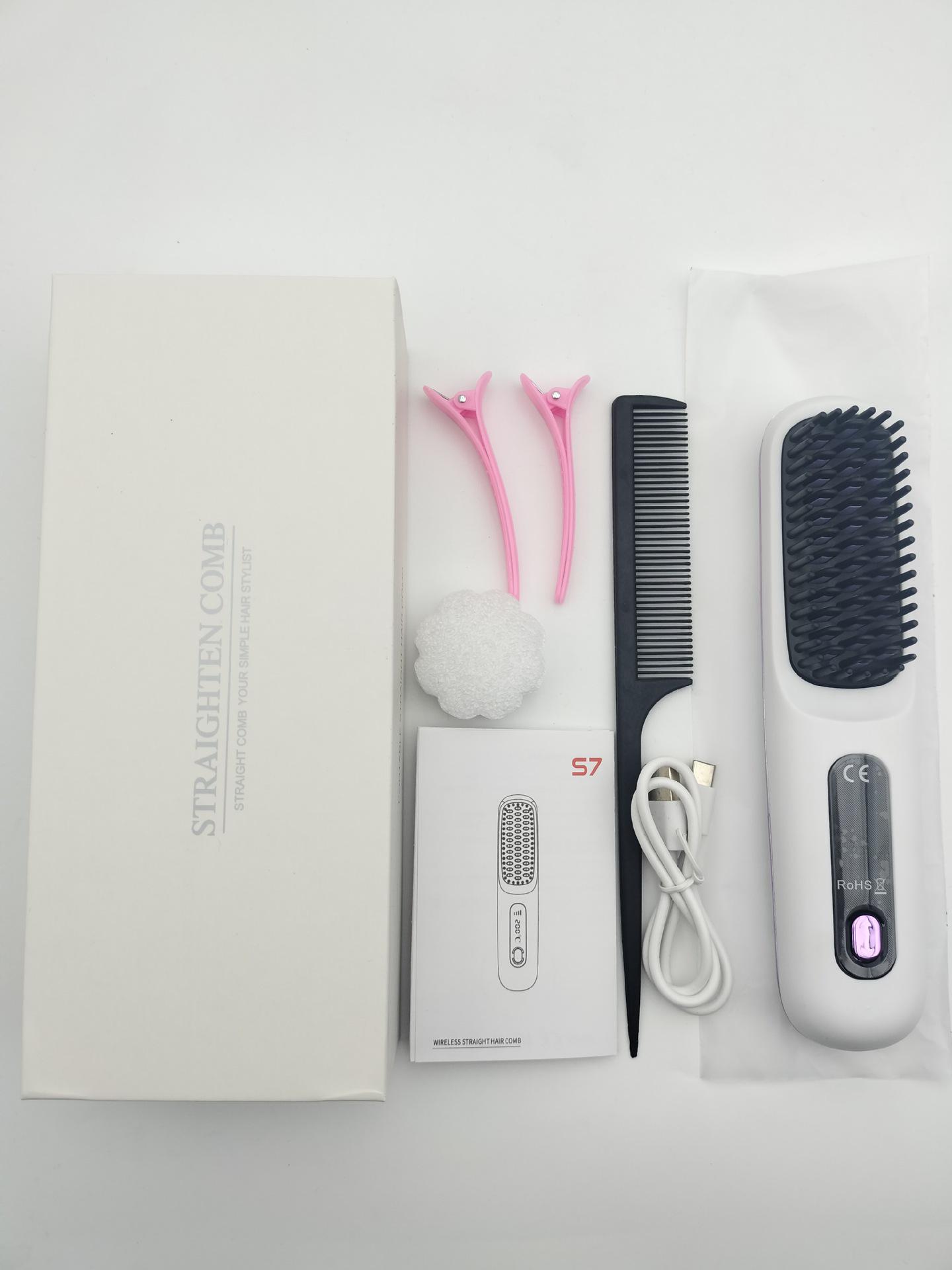 Wireless Ionic Ceramic Straightening Comb & Curler - Multi-Model, Rechargeable, Dual-Use.