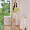 Bailuyu Retro Striped Short Sleeve Knit Top
