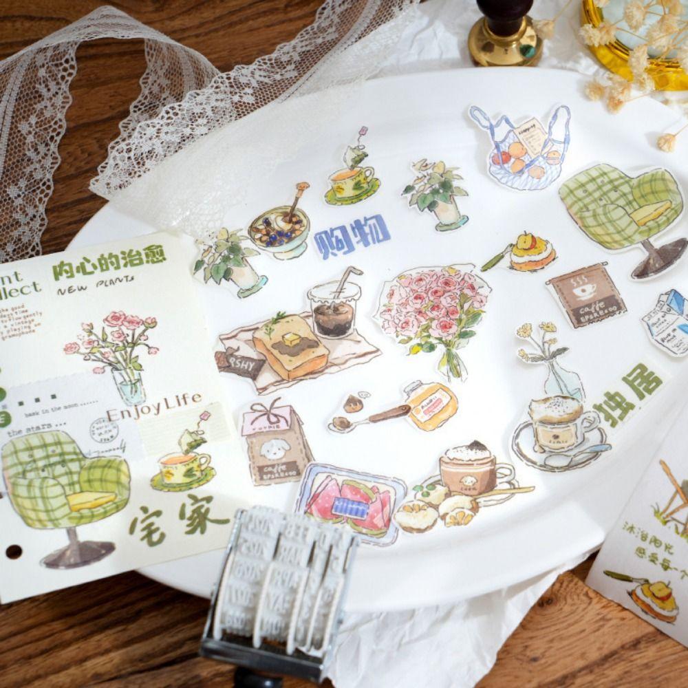 DIY Scrapbooking Stickers Slow Life Diary Series Decorative Decals Special Oil Tape  Journaling