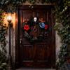 Elegant Mystery Party Props Gothic Black White Blue Rose Twig Wreath 15 Inch Halloween Skull Wreath
