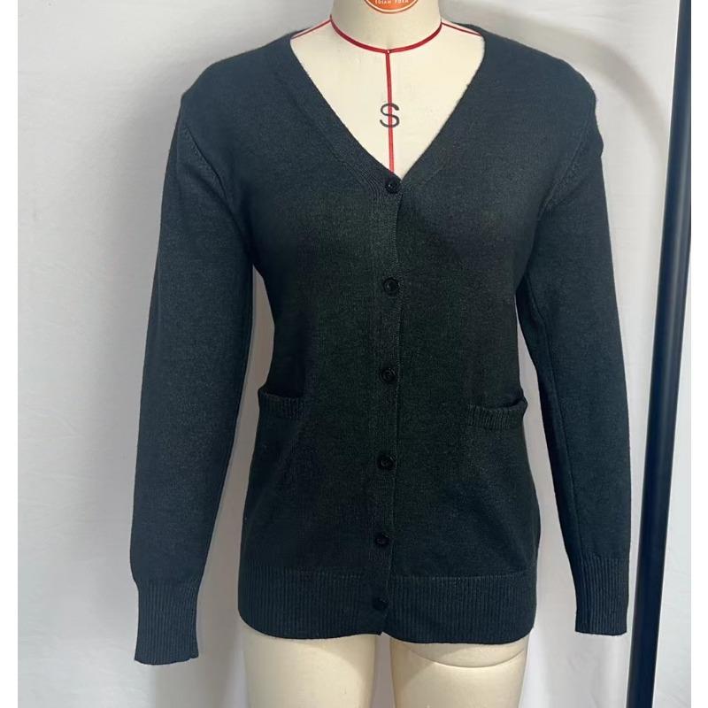 

Модный повседневный вязаный кардиган свитер женский осенне-зимний V-образный вырез с длинными рукавами однотонный однобортный женский вязаный свитер женский XL чёрный/серый