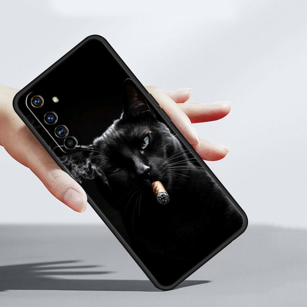 Fashion Kitten Smoking Pattern Case For Realme C67 C63 C55 C53 C35 C25 C21 GT 2 3 5 6 10 11 12 13 Pro Plus Soft TPU Phone Cover