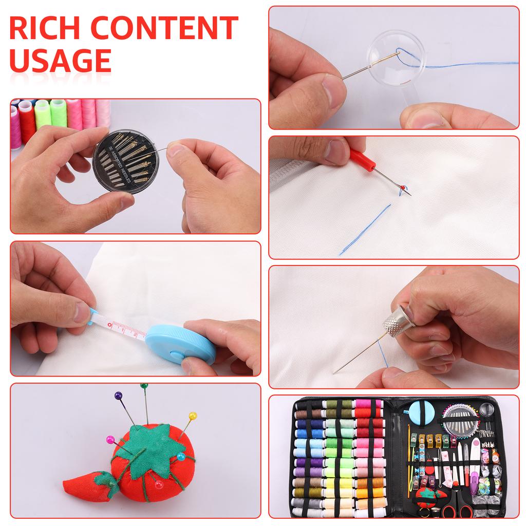 229Pcs Needle and Thread Kit Sewing Supplies Accessories with Needles Thread Scissors Measure Tape and More for Home Work Travel