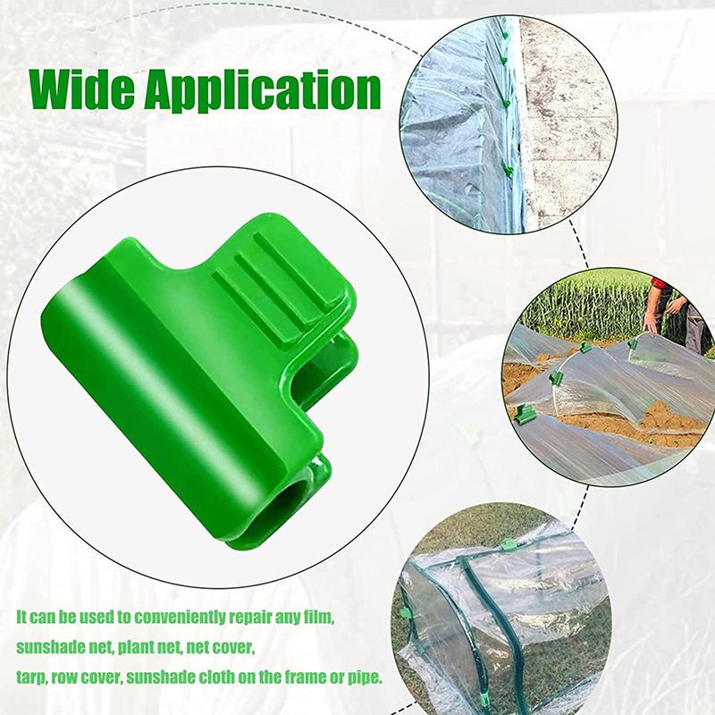 50pcs Green Plastic Greenhouse Film Clips - Heavy-Duty Windproof Garden Clips For Securing Mulch, Tarp & Plant Covers