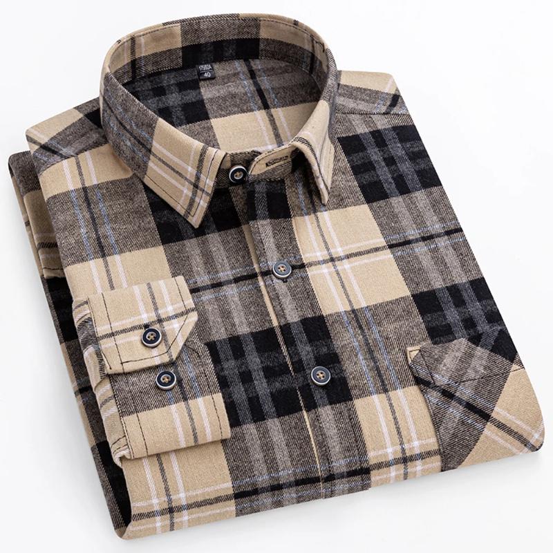 Plus Oversize 8xl Men's Flannel Shirts Men Long Sleeve Casual Comfortable Men's Plaid Shirt 100 Cotton Big Size Single Pocket