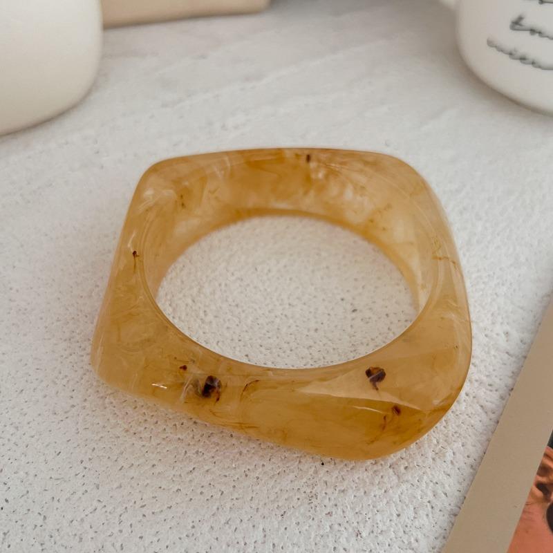 Vintage Wide Irregular Smudging Acrylic Bangles Geometric Thick Chunky Bracelets Statement Aesthetic Holiday Wirstband Jewelry F