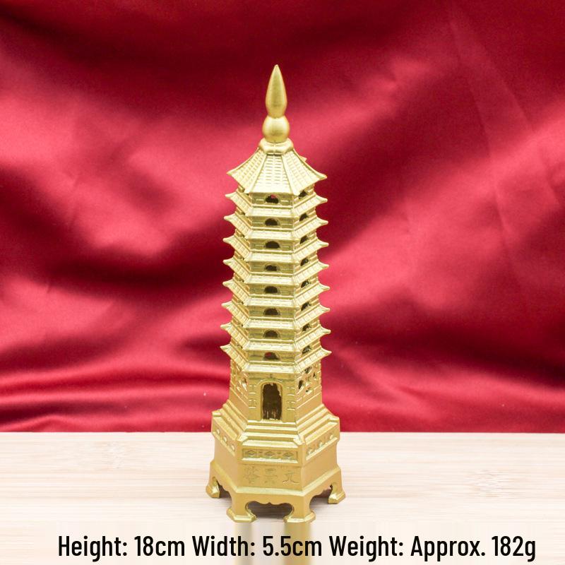 Brass Nine-Story and Thirteen-Story Wenchang Tower Ornament for Student Desk Decor