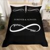 3D Printed Red Black Me And You Rose Letters Heart Pattern Printed Quilt Duvet Cover Bedding Set, For All Season Bedroom, Hotels