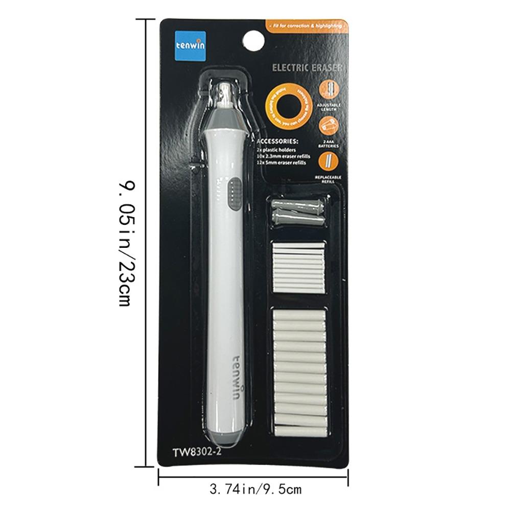 

1Pcs Battery Powered Electric Rubber Eraser with Rubber Refills Adjustable Drawing Eraser Pencil Eraser білий